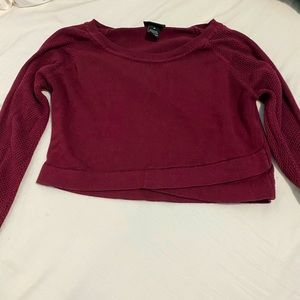 Maroon red long sleeve crop top